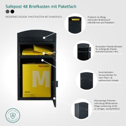 Brievenbus met pakketvak SafePost 48 - zwart