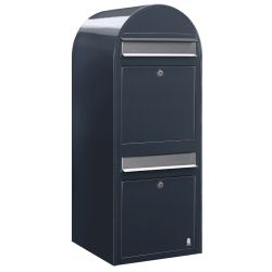 Brievenbus Bobi Duo - donkergrijs/RVS klep