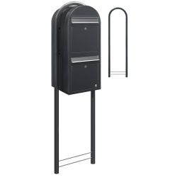 Brievenbus Bobi Duo - donkergrijs/RVS klep