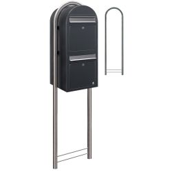 Brievenbus Bobi Duo - donkergrijs/RVS klep