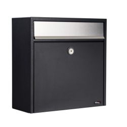 Brievenbus Allux 250 zwart met RVS klep