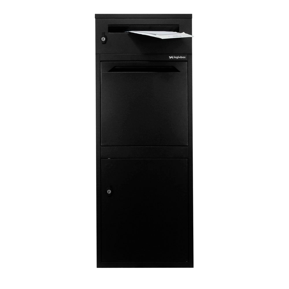 Pakketbrievenbus Logixbox Frontbox DeLuxe met postvak - zwart