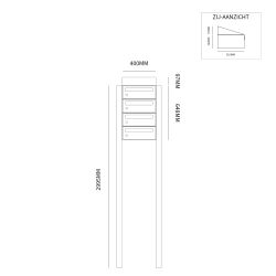 Brievenbusunit Hive set vrijstaand 1-breed, 4-hoog - antraciet