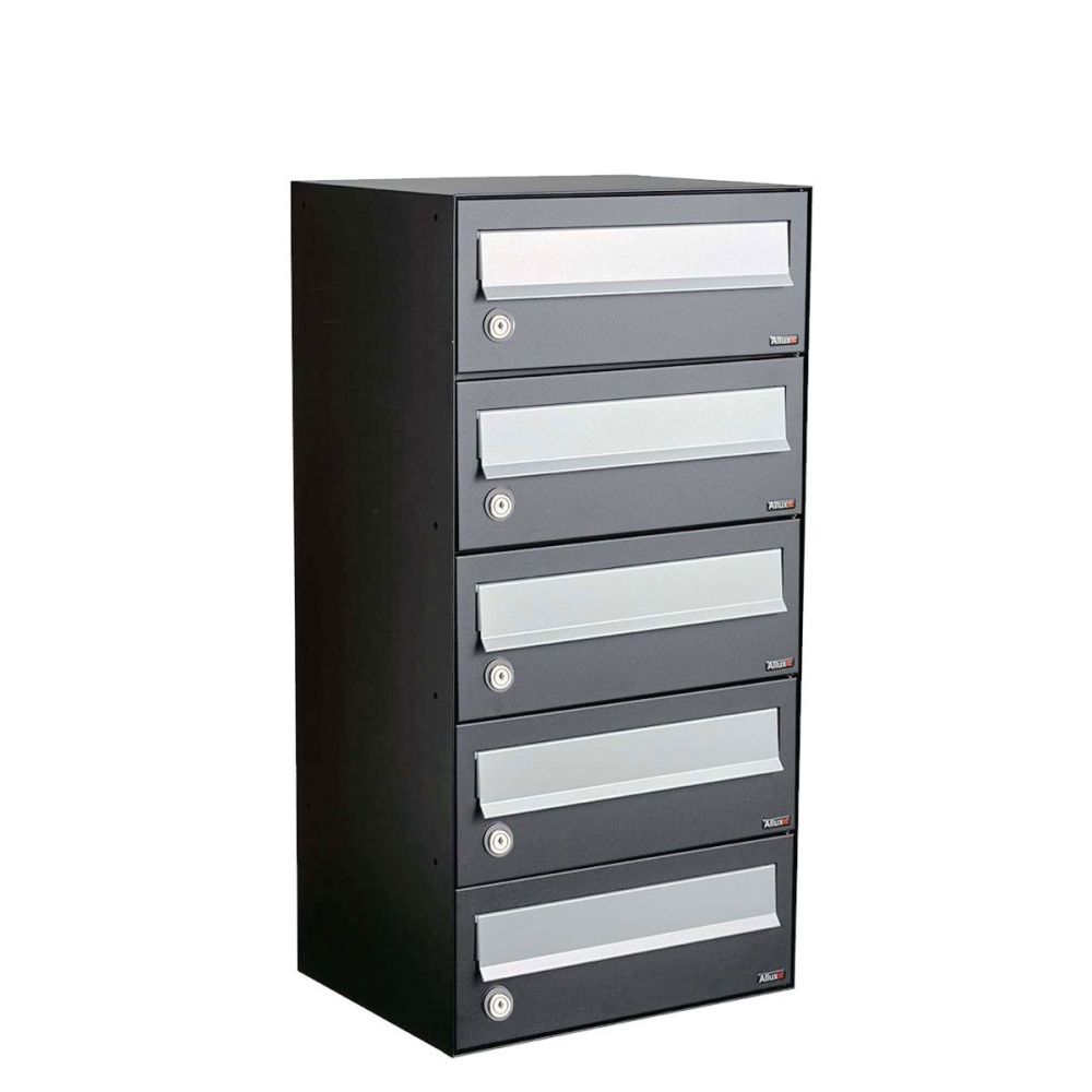 Brievenbusunit Hive set wand 1-breed, 5-hoog - antraciet