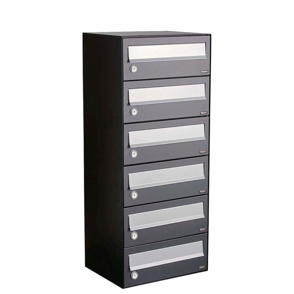 Brievenbusunit Hive set wand 1-breed, 6-hoog - antraciet