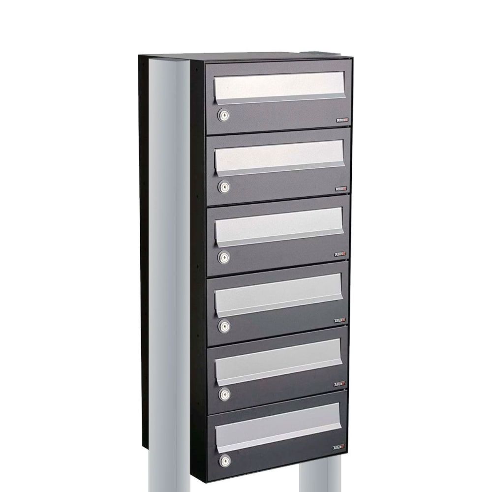 Brievenbusunit Hive set vrijstaand 1-breed, 6-hoog - antraciet