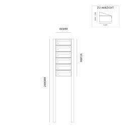 Brievenbusunit Hive set vrijstaand 1-breed, 6-hoog - antraciet