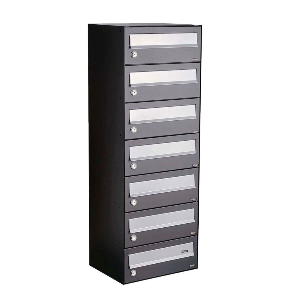 Brievenbusunit Hive set wand 1-breed, 7-hoog - antraciet