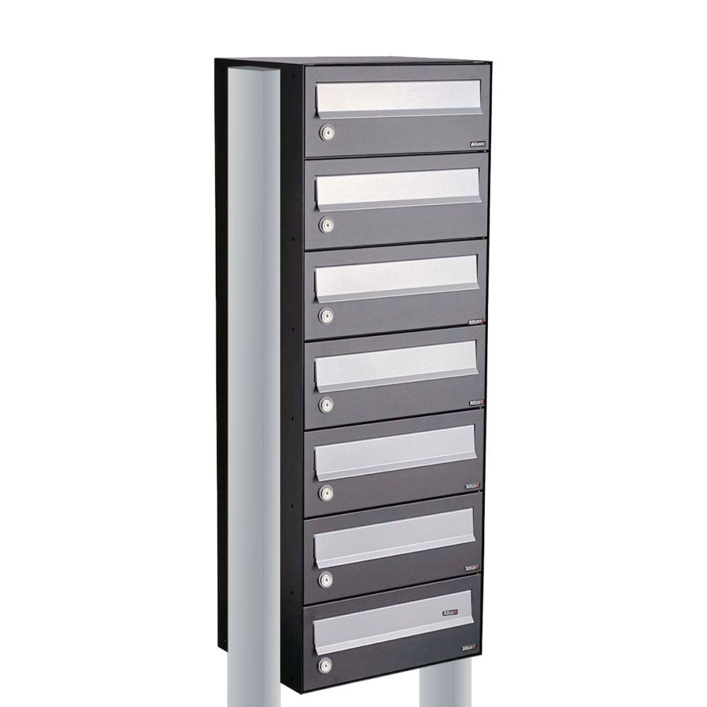 Brievenbusunit Hive set vrijstaand 1-breed, 7-hoog - antraciet