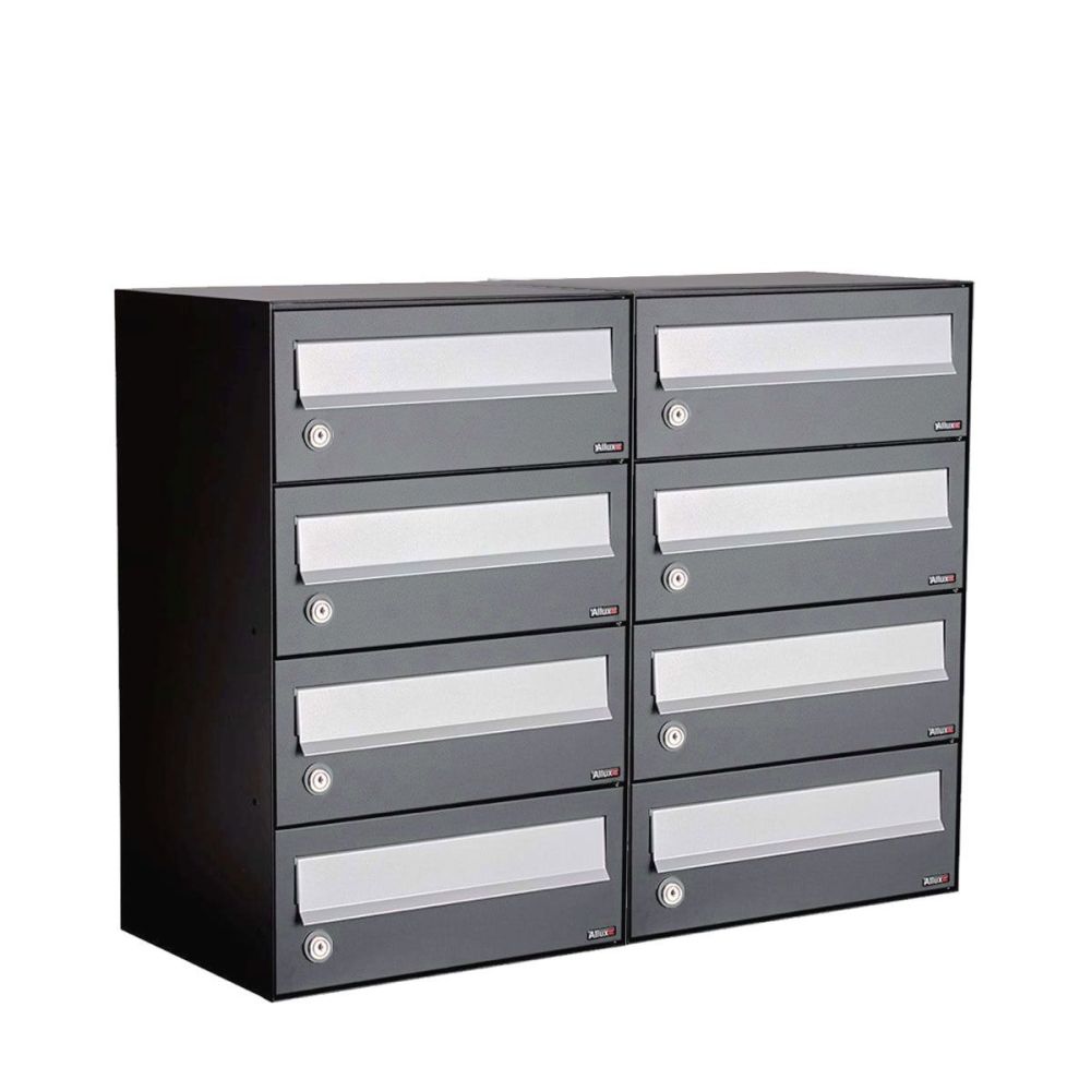 Brievenbusunit Hive set wand 2-breed, 4-hoog - antraciet