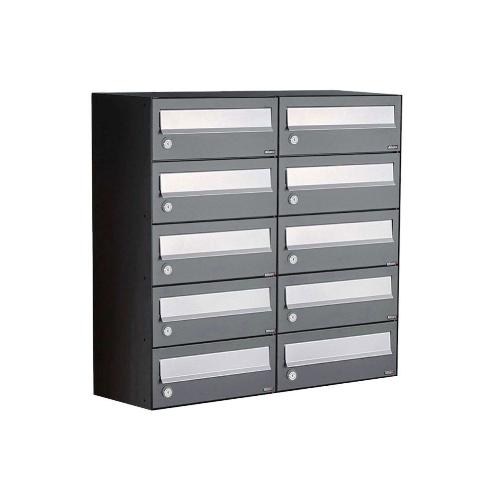 Brievenbusunit Hive set wand 2-breed, 5-hoog - antraciet
