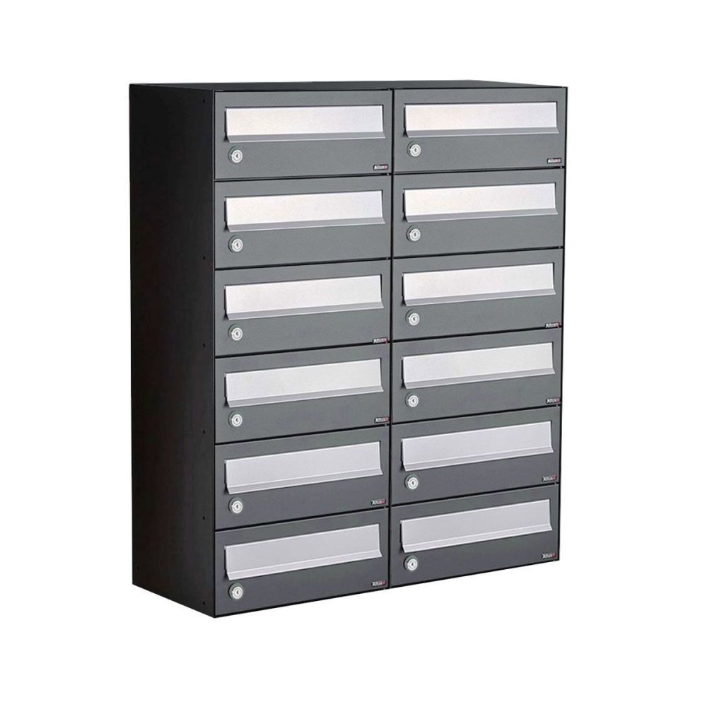 Brievenbusunit Hive set wand 2-breed, 6-hoog - antraciet