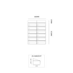 Brievenbusunit Hive set wand 2-breed, 6-hoog - antraciet