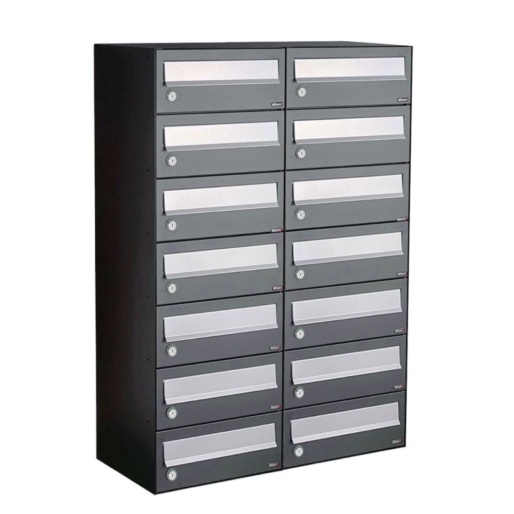 Brievenbusunit Hive set wand 2-breed, 7-hoog - antraciet