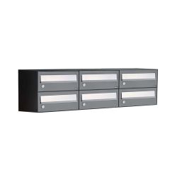 Brievenbusunit Hive set wand 3-breed, 2-hoog - antraciet