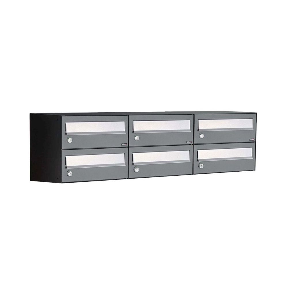 Brievenbusunit Hive set wand 3-breed, 2-hoog - antraciet