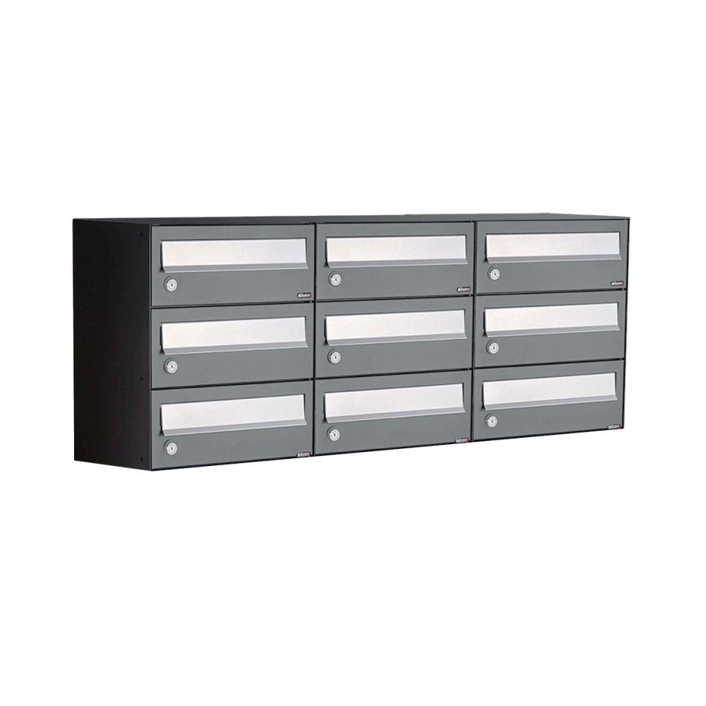 Brievenbusunit Hive set wand 3-breed, 3-hoog - antraciet