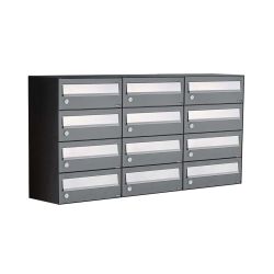 Brievenbusunit Hive set wand 3-breed, 4-hoog - antraciet