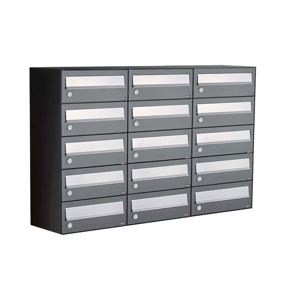 Brievenbusunit Hive set wand 3-breed, 5-hoog - antraciet