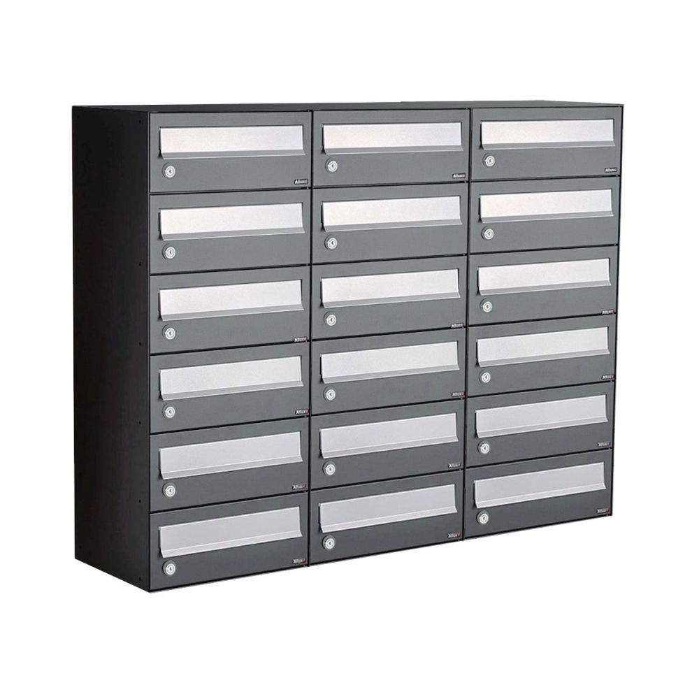 Brievenbusunit Hive set wand 3-breed, 6-hoog - antraciet