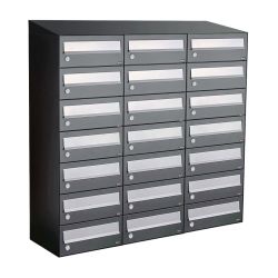 Brievenbusunit Hive set wand 3-breed, 7-hoog - antraciet