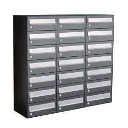 Brievenbusunit Hive set wand 3-breed, 7-hoog - antraciet