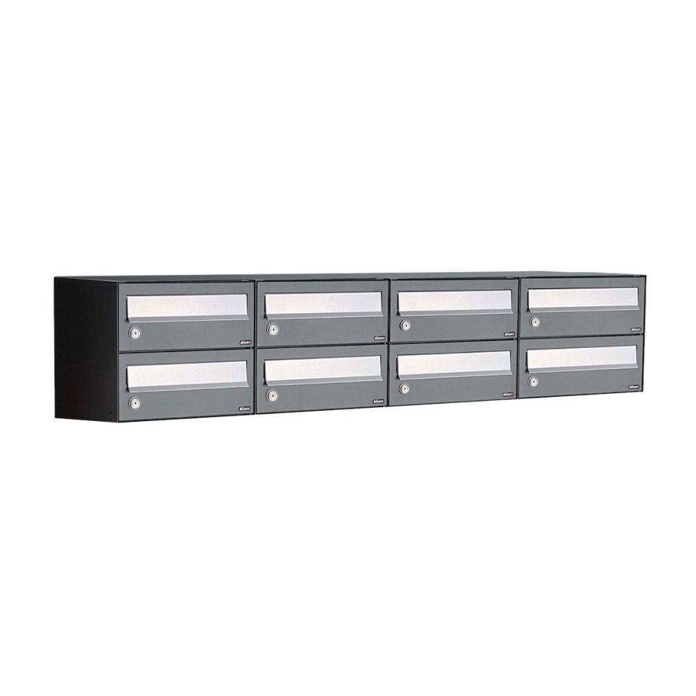 Brievenbusunit Hive set wand 4-breed, 2-hoog - antraciet