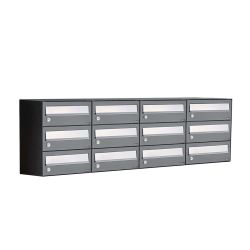 Brievenbusunit Hive set wand 4-breed, 3-hoog - antraciet