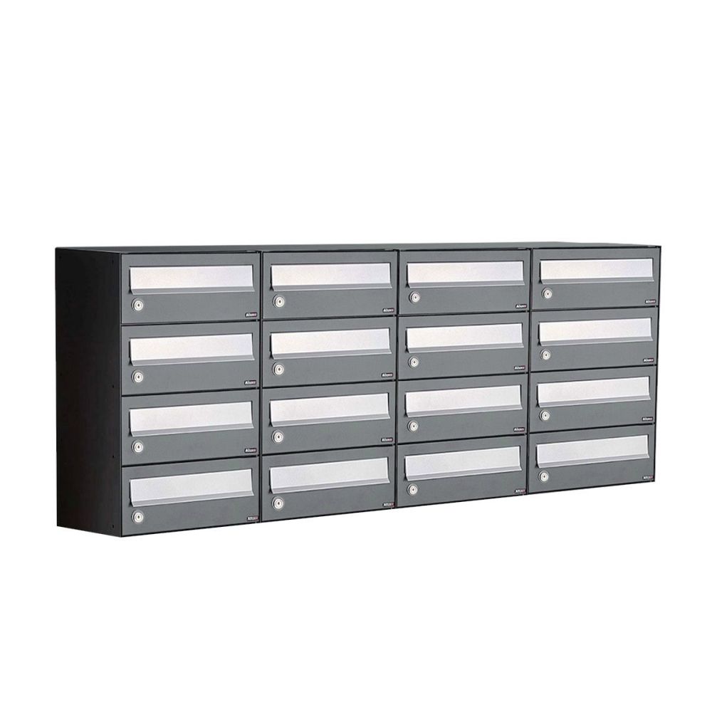 Brievenbusunit Hive set wand 4-breed, 4-hoog - antraciet