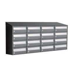 Brievenbusunit Hive set wand 4-breed, 4-hoog - antraciet