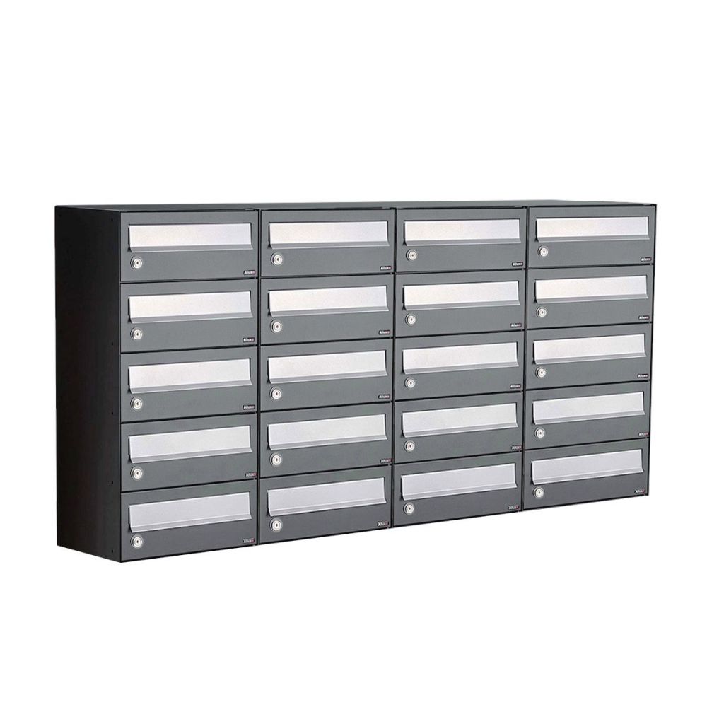 Brievenbusunit Hive set wand 4-breed, 5-hoog - antraciet
