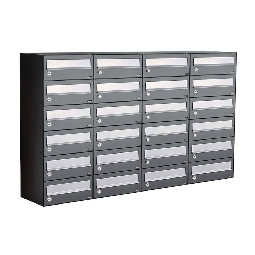Brievenbusunit Hive set wand 4-breed, 6-hoog - antraciet