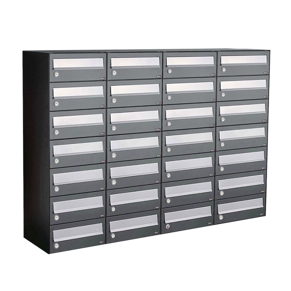 Brievenbusunit Hive set wand 4-breed, 7-hoog - antraciet