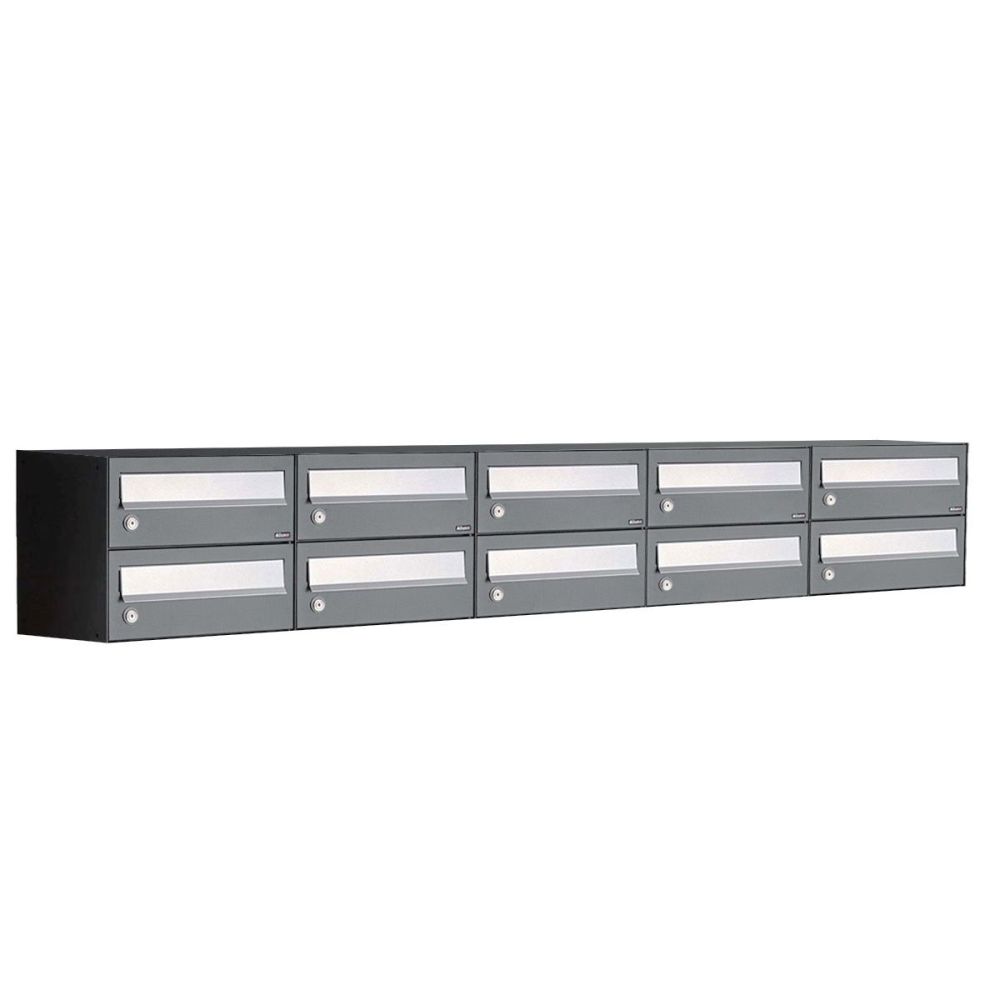 Brievenbusunit Hive set wand 5-breed, 2-hoog - antraciet