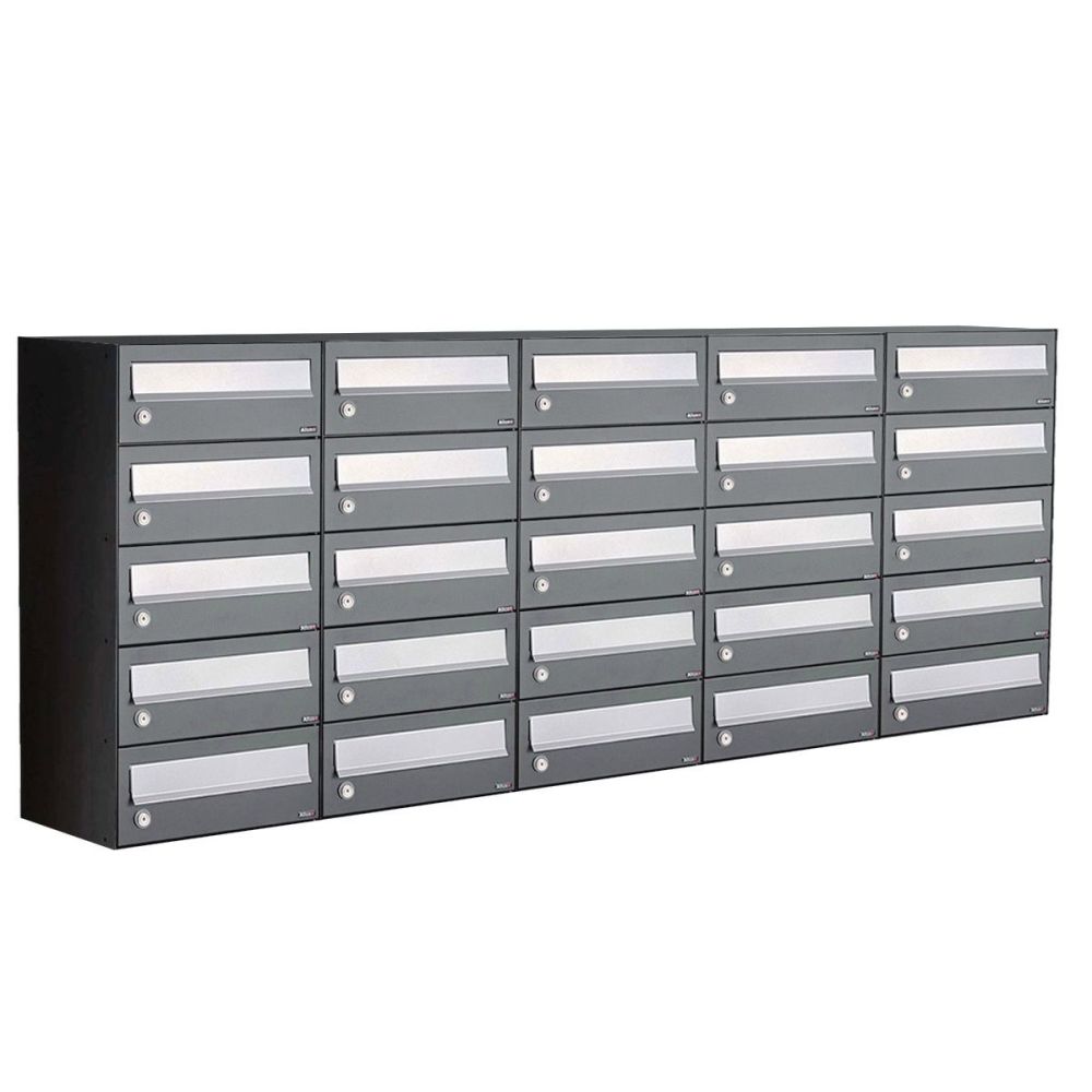 Brievenbusunit Hive set wand 5-breed, 5-hoog - antraciet