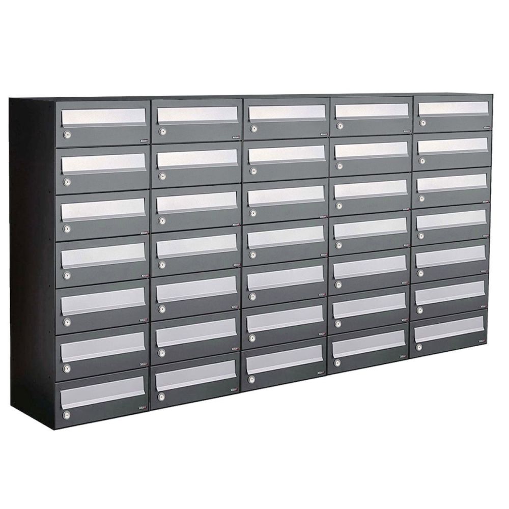 Brievenbusunit Hive set wand 5-breed, 7-hoog - antraciet
