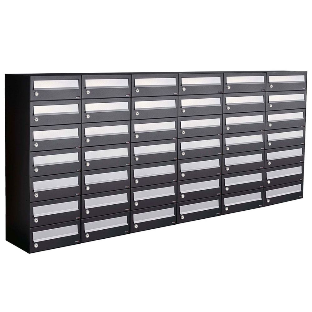 Brievenbusunit Hive set wand 6-breed, 7-hoog - zwart