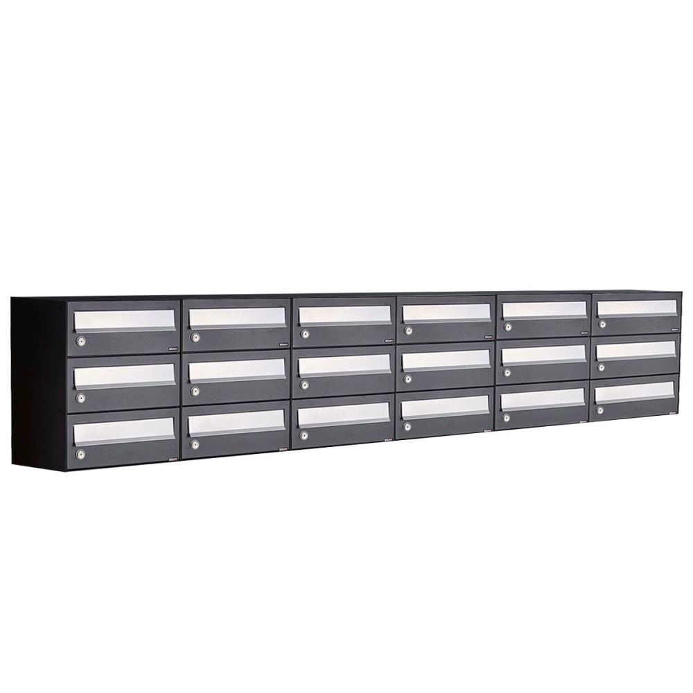 Brievenbusunit Hive set wand 6-breed, 3-hoog - zwart