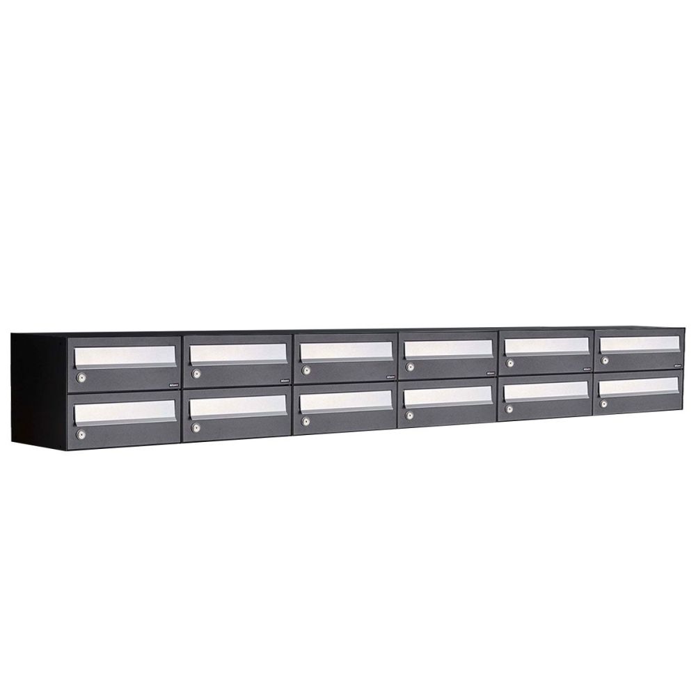 Brievenbusunit Hive set wand 6-breed, 2-hoog - zwart