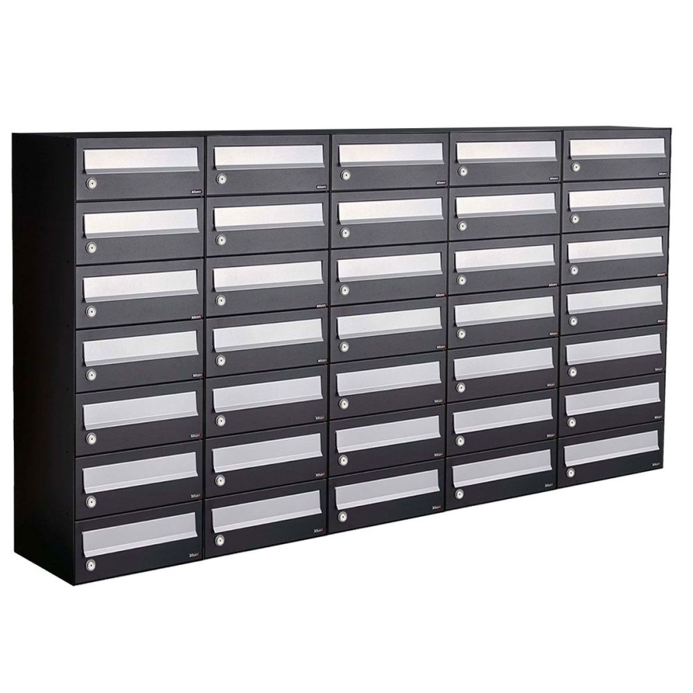 Brievenbusunit Hive set wand 5-breed, 7-hoog - zwart