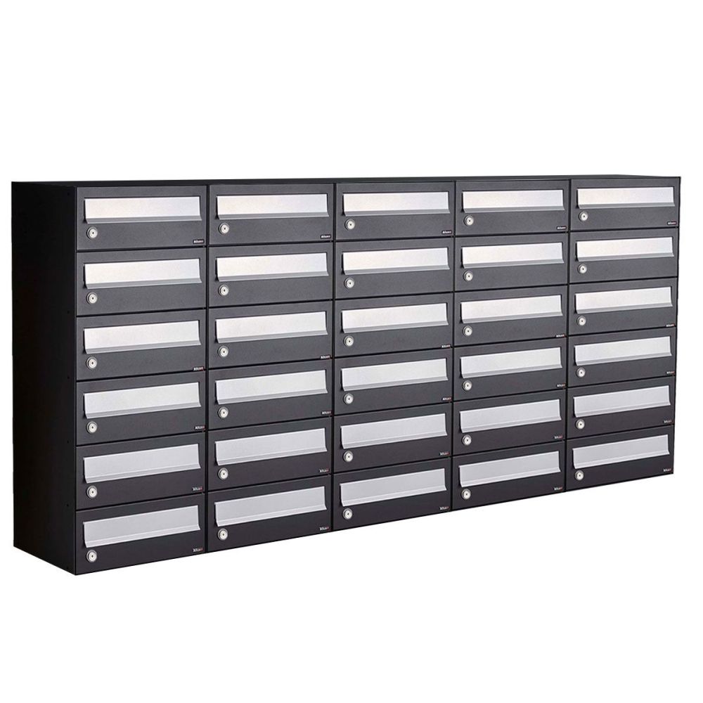 Brievenbusunit Hive set wand 5-breed, 6-hoog - zwart