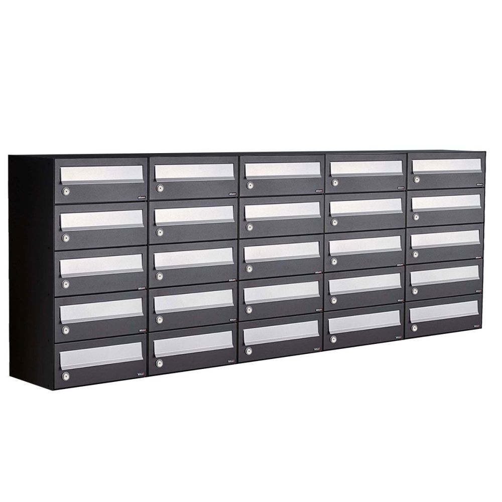 Brievenbusunit Hive set wand 5-breed, 5-hoog - zwart