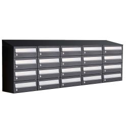 Brievenbusunit Hive set wand 5-breed, 4-hoog - zwart