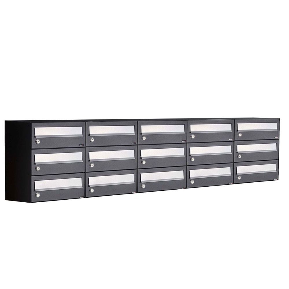 Brievenbusunit Hive set wand 5-breed, 3-hoog - zwart
