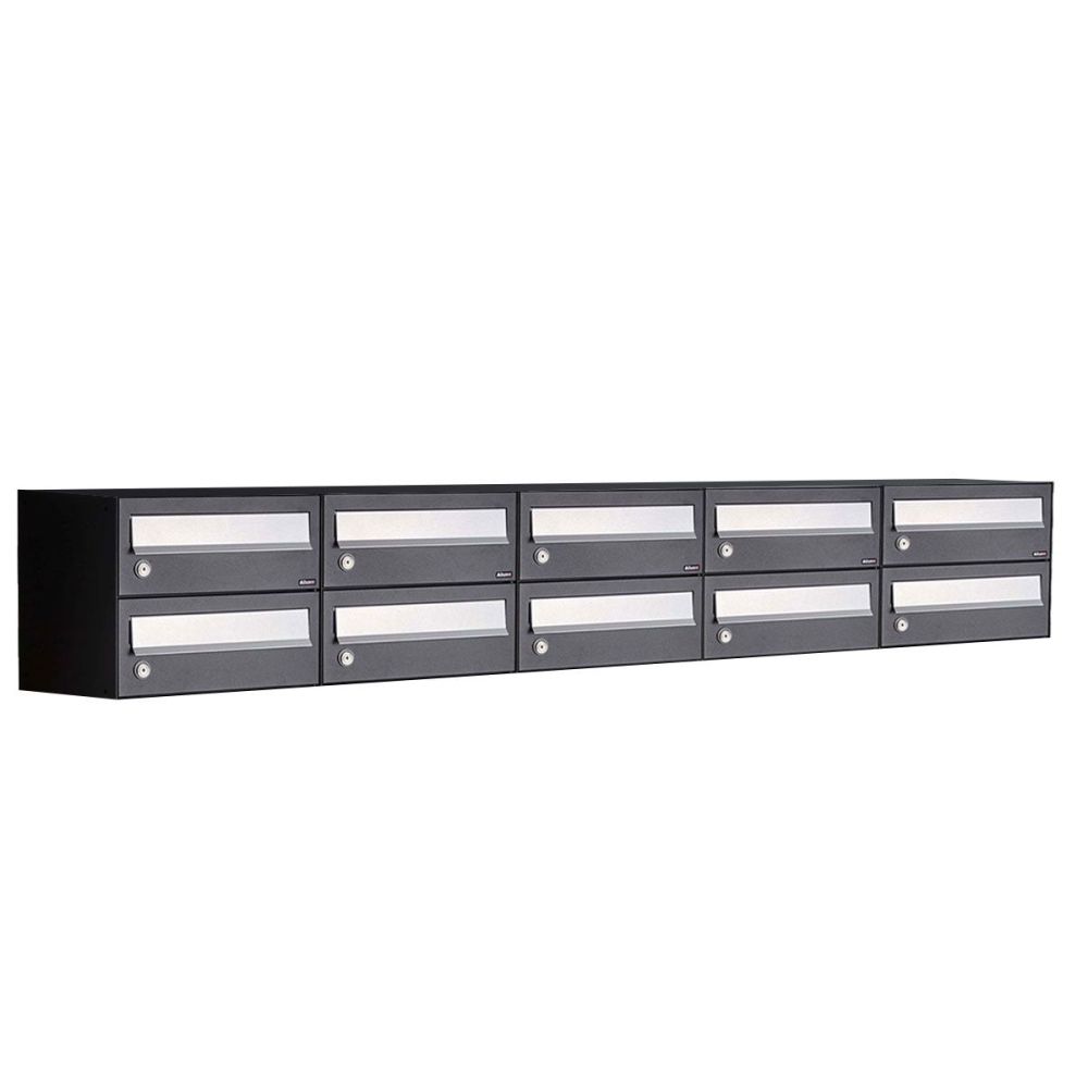 Brievenbusunit Hive set wand 5-breed, 2-hoog - zwart