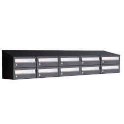 Brievenbusunit Hive set wand 5-breed, 2-hoog - zwart