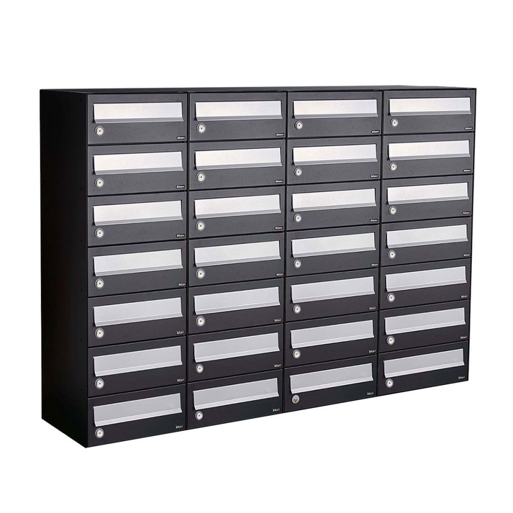 Brievenbusunit Hive set wand 4-breed, 7-hoog - zwart
