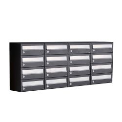 Brievenbusunit Hive set wand 4-breed, 4-hoog - zwart