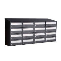 Brievenbusunit Hive set wand 4-breed, 4-hoog - zwart