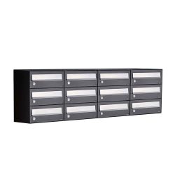 Brievenbusunit Hive set wand 4-breed, 3-hoog - zwart